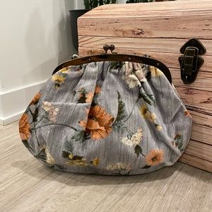 VINTAGE | Velour Floral Print Large Purse
